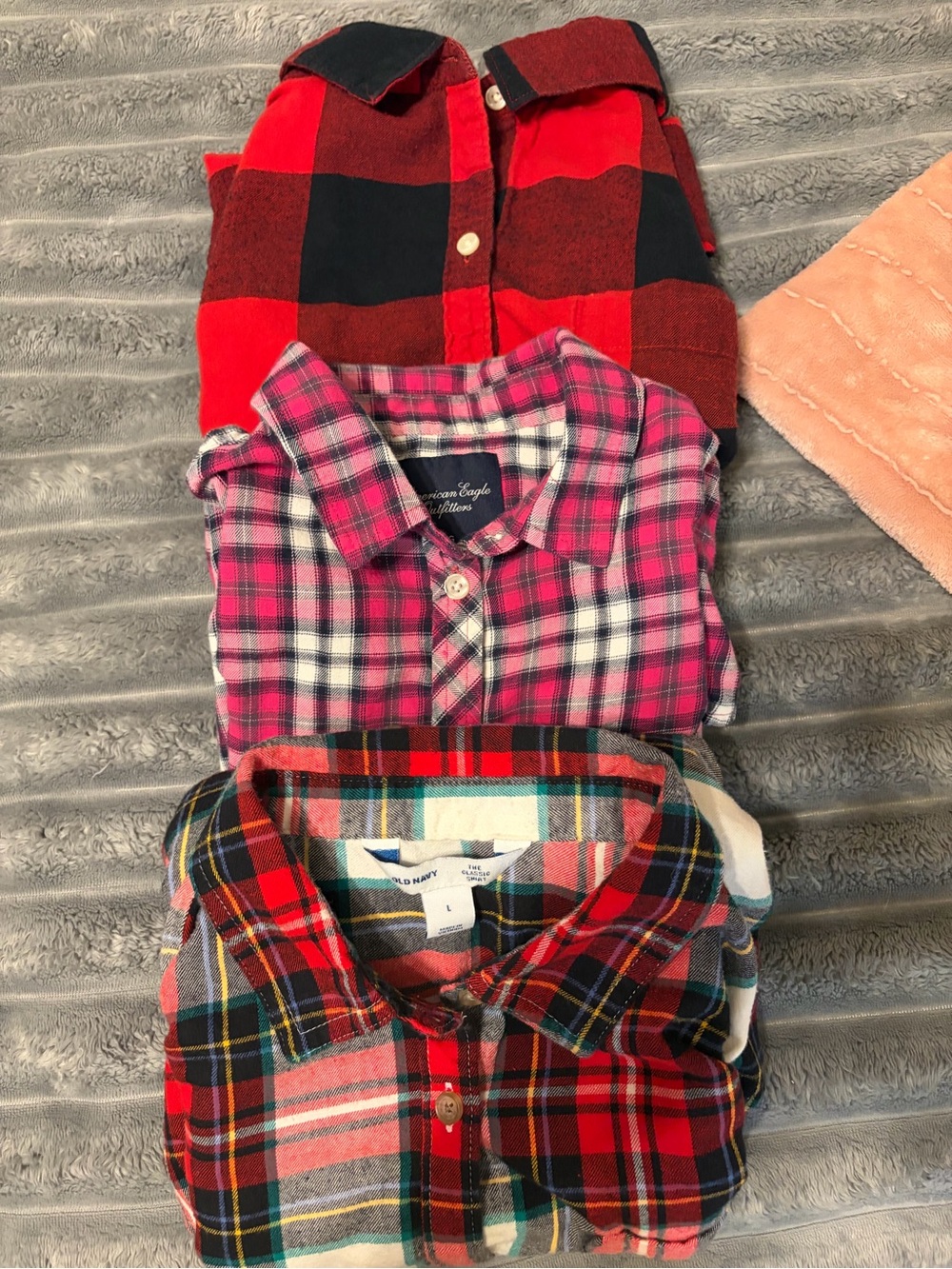 Old Navy & American Eagle ladies flannel/Plaid Button-Down Shirts